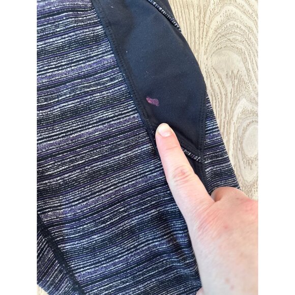 Athleta XXS Striped Leggings With Black Panels & High Waist - Picture 2 of 4